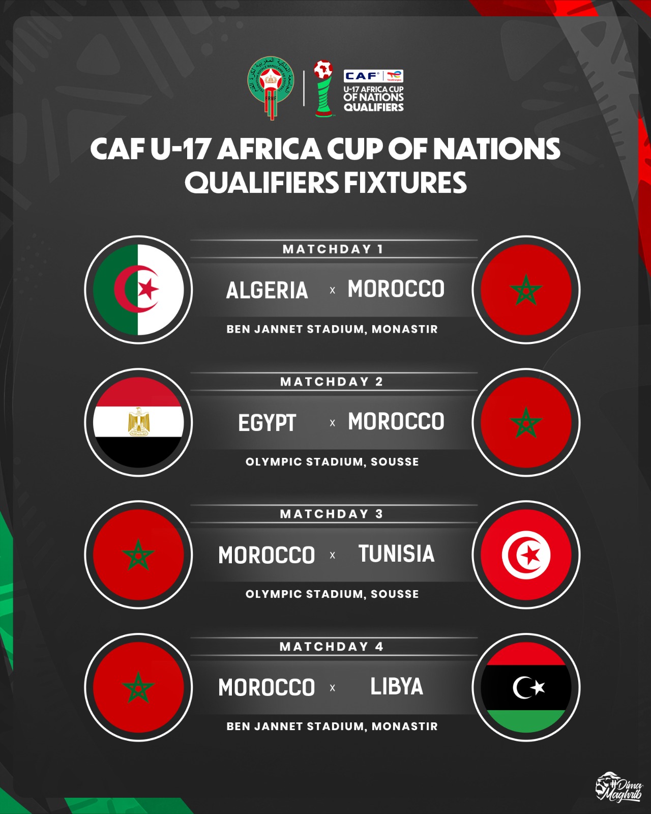 برنامج مباريات كاس شمال افريقيا